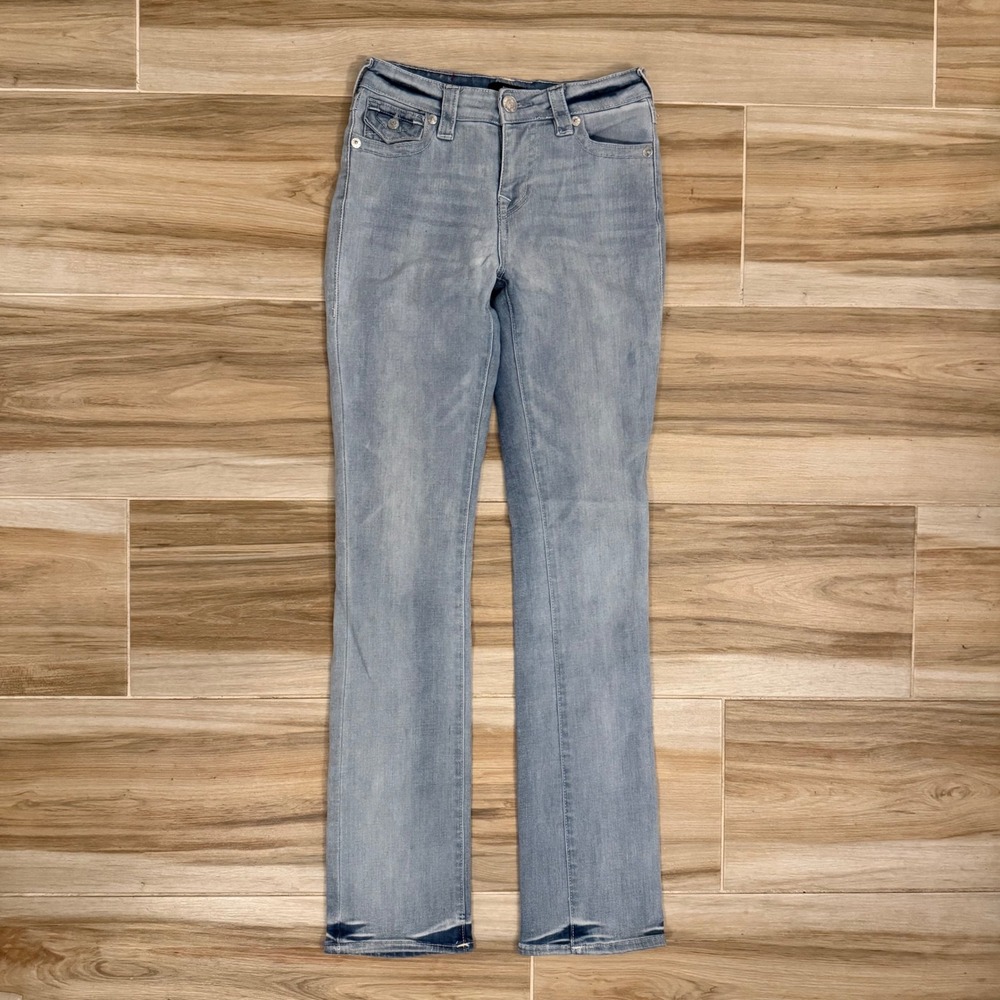 True Religion Billie Mid Rise Straight Leg Jeans Light‎ Wash Blue 26 205313